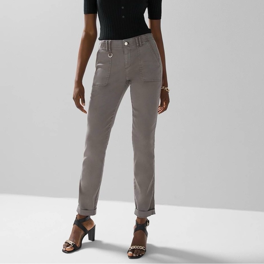 NWT new 14S WHBM mid rise every day soft slim ankle utility pants gray smoked